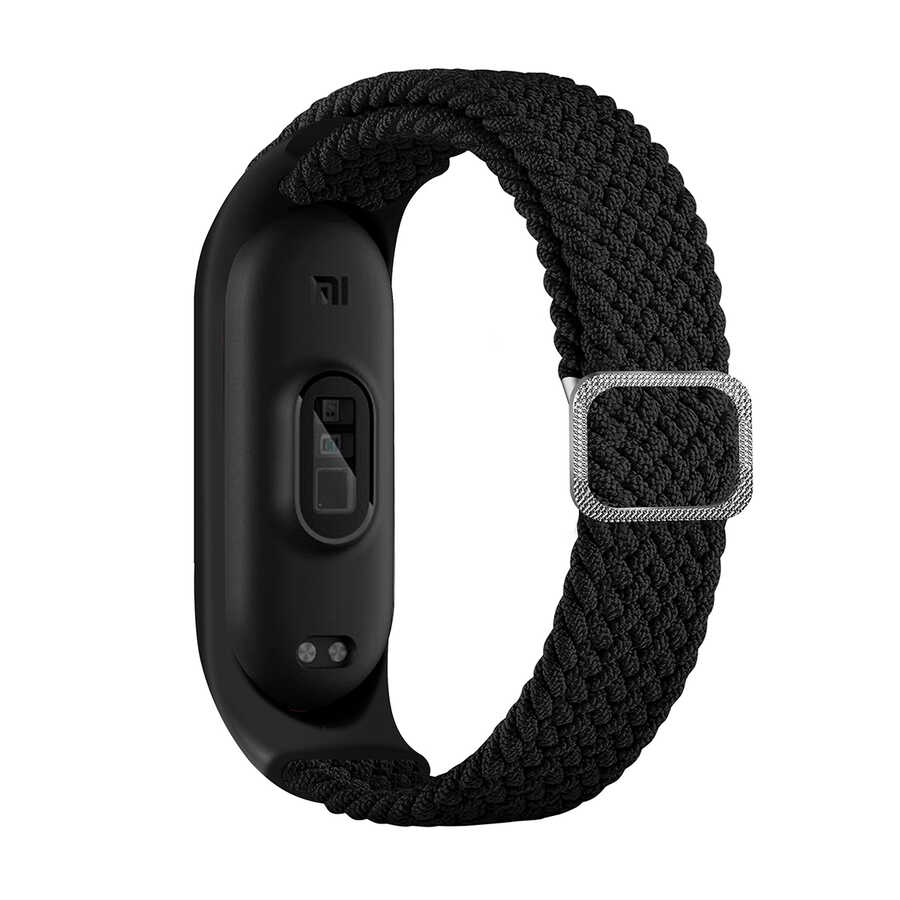 Xiaomi Uyumlu Mi Band 3 KRD-49 Örgü Kordon-Siyah