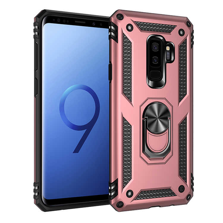 Galaxy Uyumlu S9 Plus Kılıf Tuhatu Tank Kapak-Rose gold