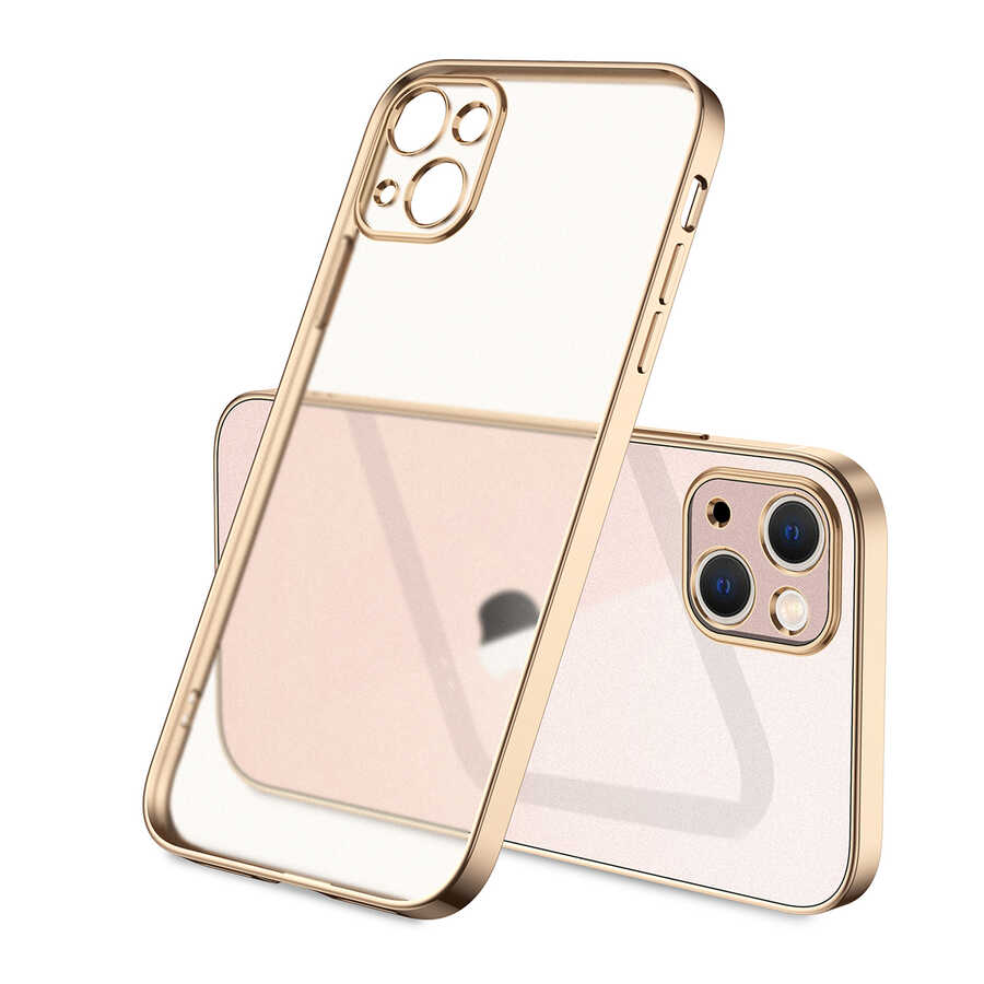 iPhone Uyumlu 13 Kılıf Tuhatu Mat Gbox Kapak-Gold