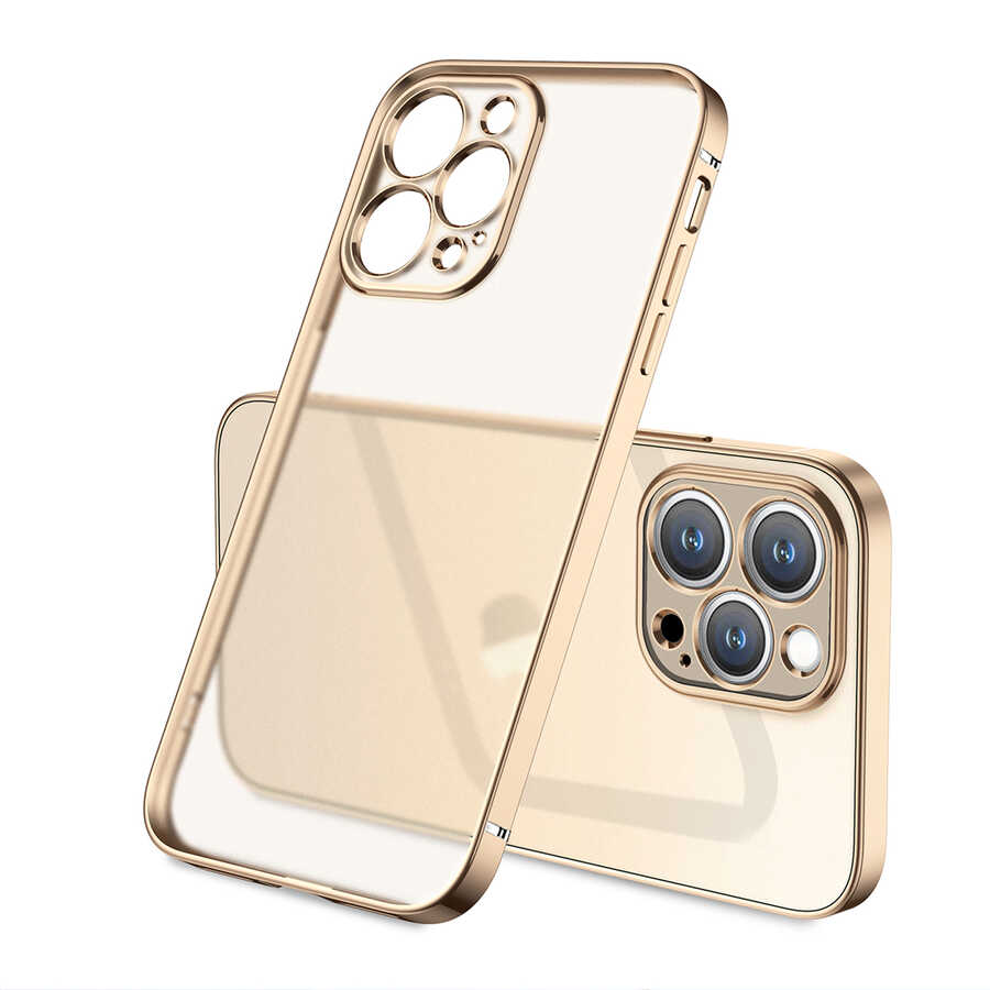 iPhone Uyumlu 13 Pro Kılıf Tuhatu Mat Gbox Kapak-Gold