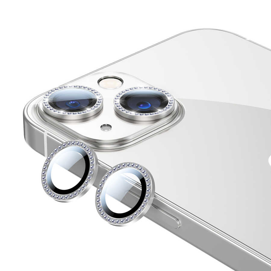 iPhone Uyumlu 13 Mini Tuhatu CL-06 Kamera Lens Koruyucu-Gümüş