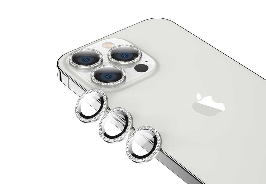 iPhone Uyumlu 13 Pro Tuhatu CL-06 Kamera Lens Koruyucu-Gümüş