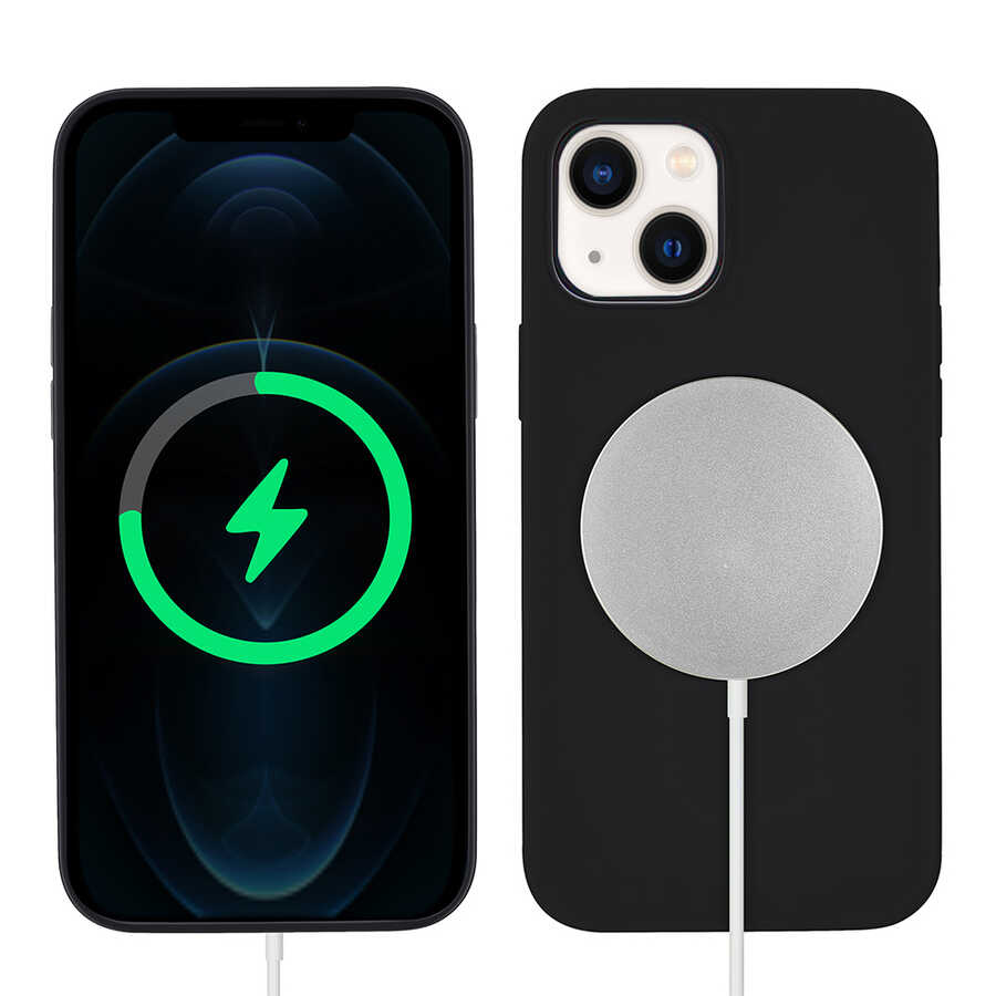 iPhone Uyumlu 13 Kılıf Tuhatu Silksafe Wireless Kapak-Siyah