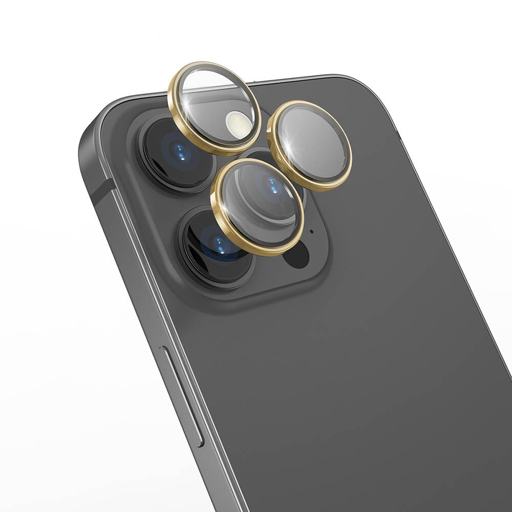 iPhone Uyumlu 13 ​​​Pro Max Wiwu Lens Koruyucu-Gold