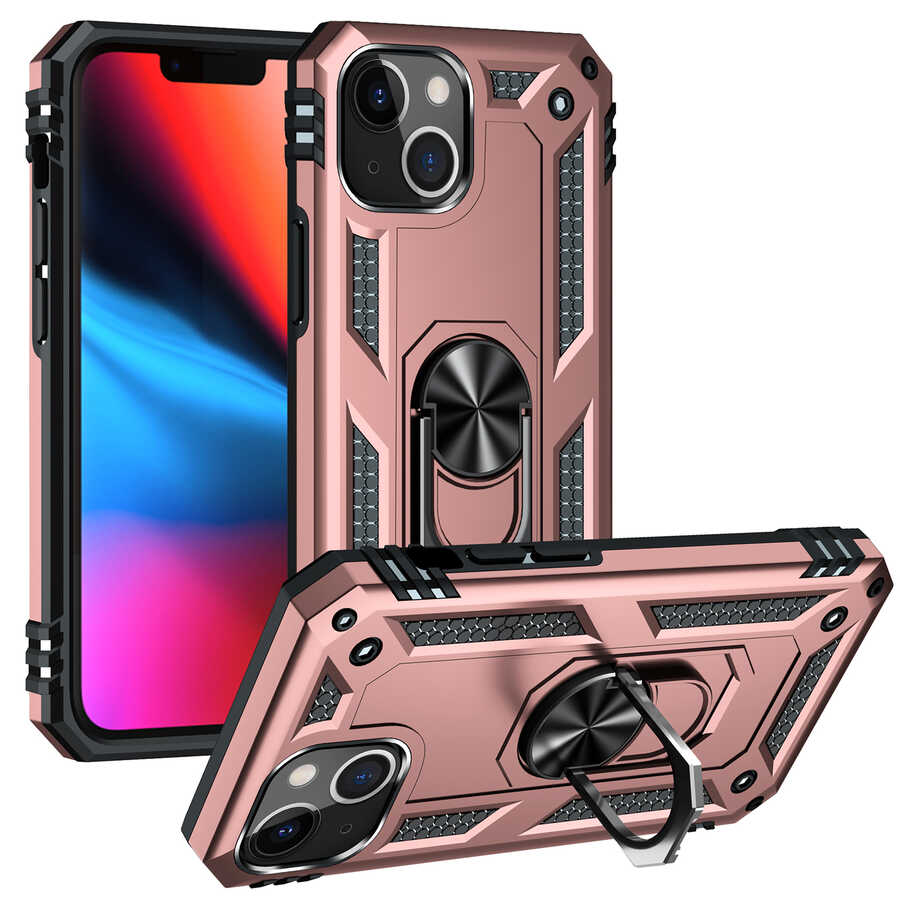 iPhone Uyumlu 13 Kılıf Tuhatu Tank Kapak-Rose gold