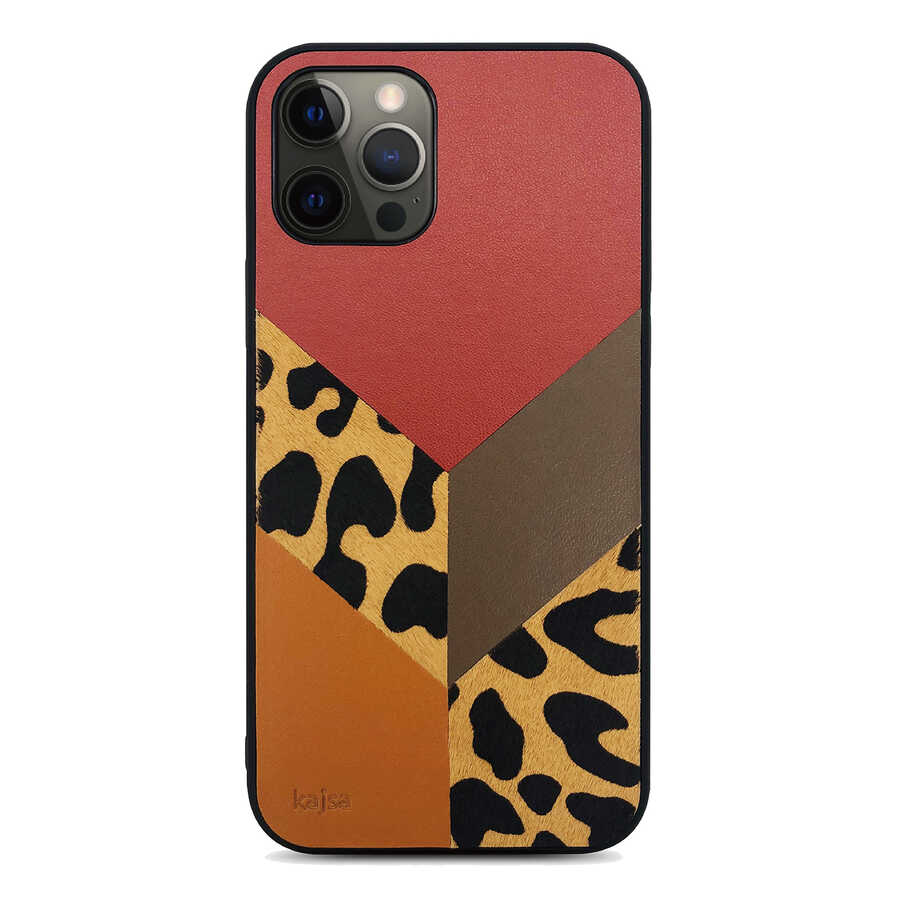 iPhone Uyumlu 12 Pro Kılıf Kajsa Glamorous Serisi Leopard Combo Kapak