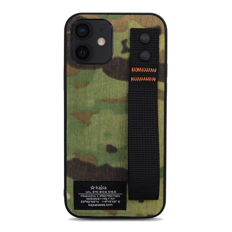 iPhone Uyumlu 12 Kılıf Kajsa Cordura Serisi Military Kapak-Yeşil