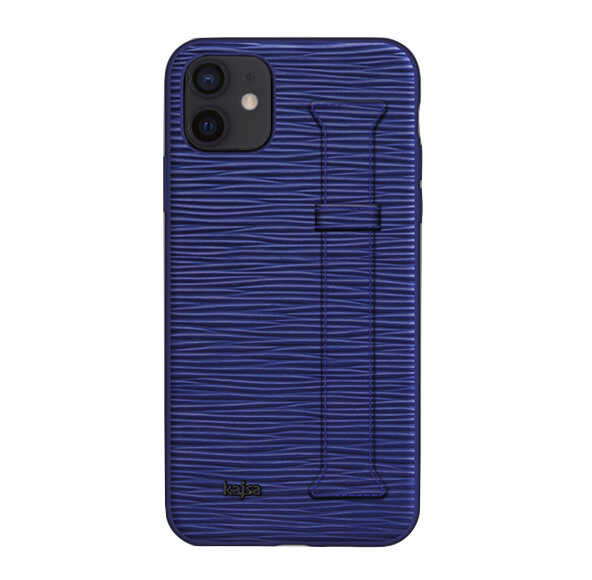 iPhone Uyumlu 12 Kılıf Kajsa Wave Pattern Handstrap Kapak-Mavi