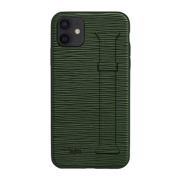 iPhone Uyumlu 12 Kılıf Kajsa Wave Pattern Handstrap Kapak-Yeşil