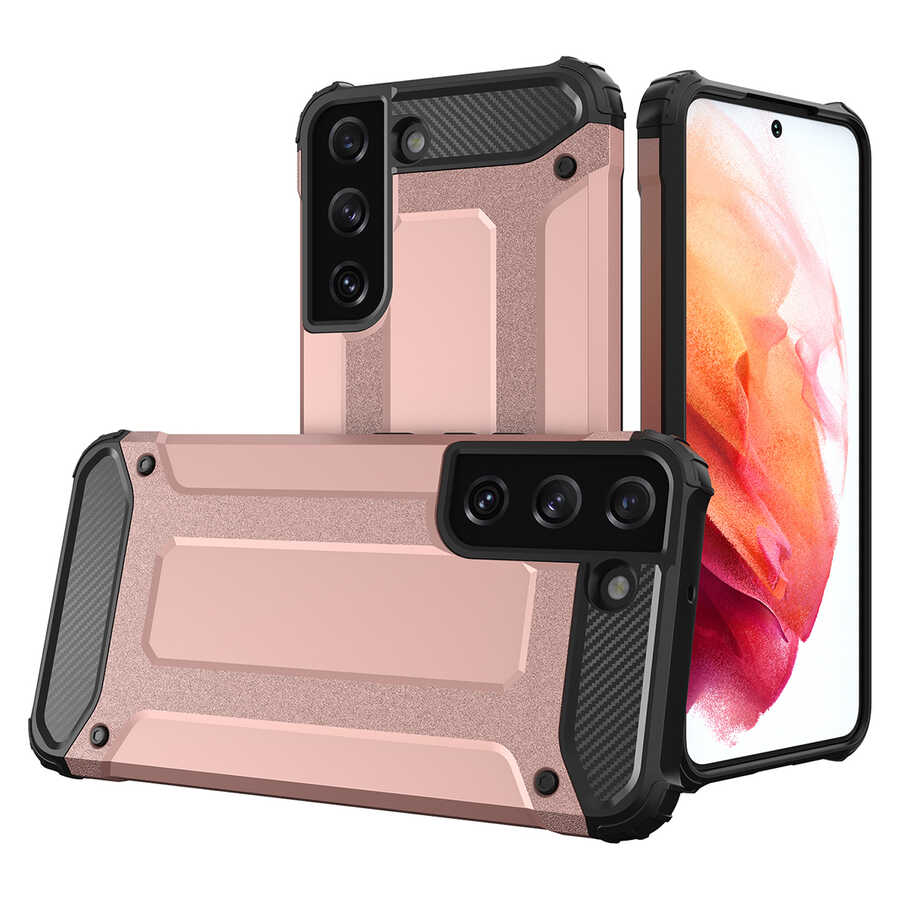 Galaxy Uyumlu S22 Kılıf Tuhatu Crash Silikon Kapak-Rose gold