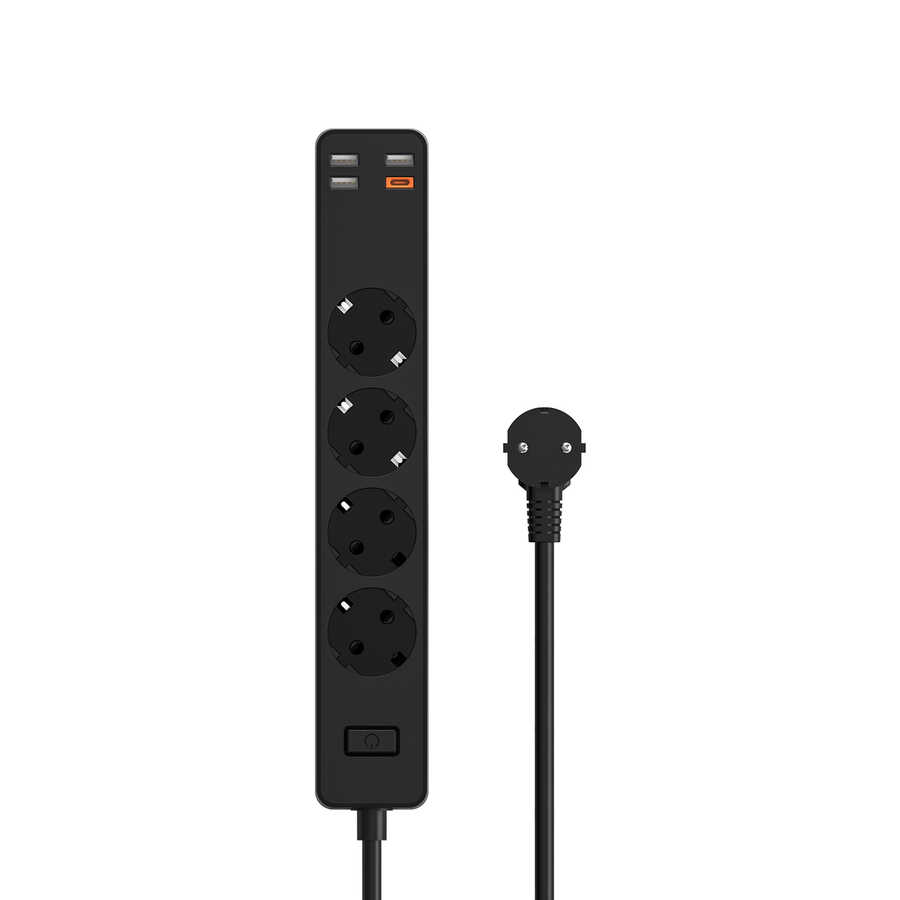 Wiwu PD20W U01EU Power Strip Çoklu Priz 160 cm-Siyah