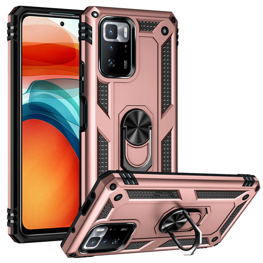 Xiaomi Uyumlu Poco X3 GT Kılıf Tuhatu Tank Kapak-Rose gold