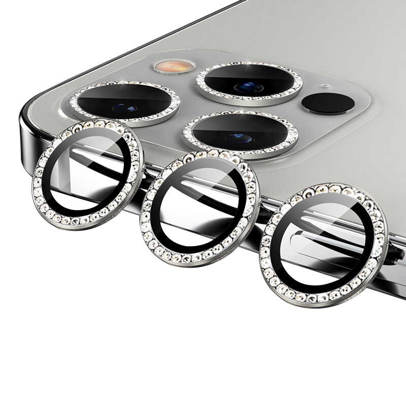 iPhone Uyumlu 12 Pro Tuhatu CL-06 Kamera Lens Koruyucu-Gümüş