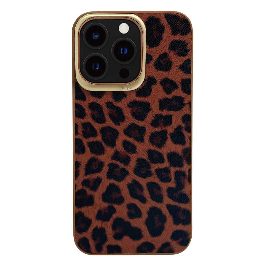 iPhone Uyumlu 13 Pro Max Kılıf Kajsa Glamorous Serisi Leopard Combo Kapak