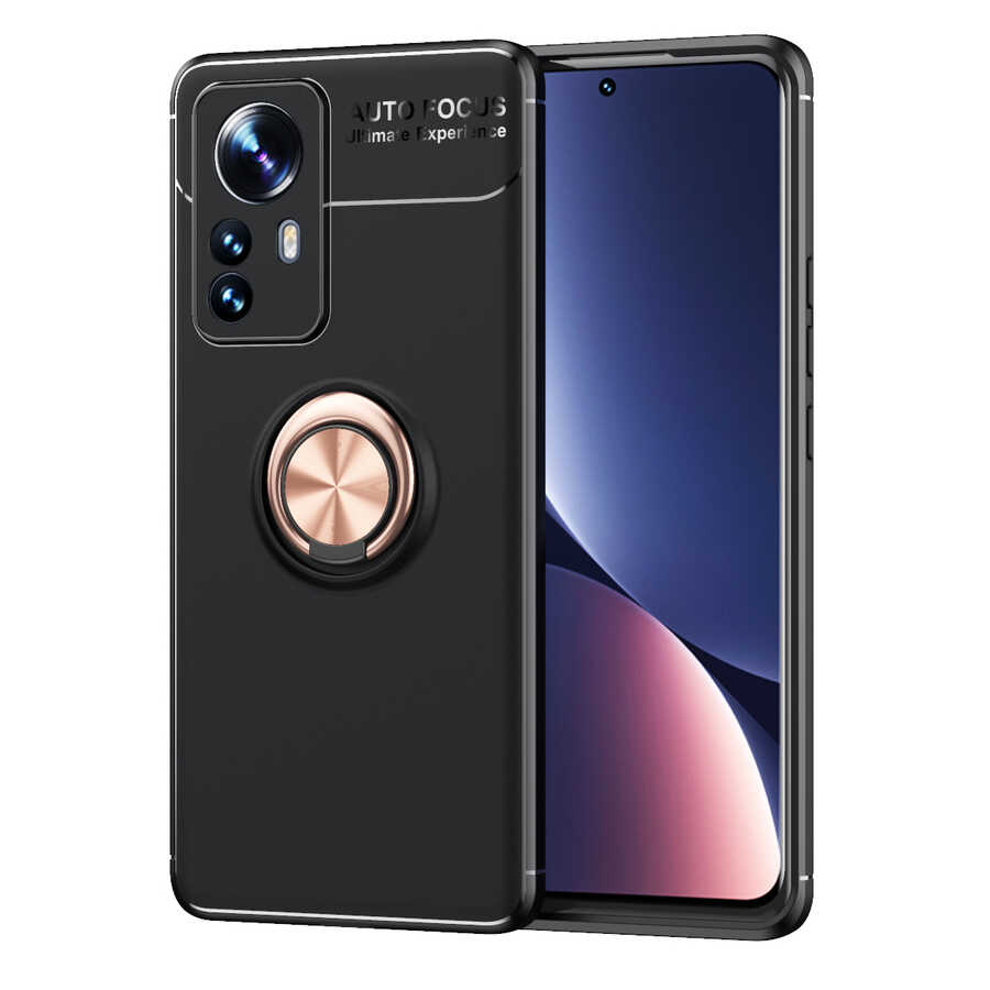 Xiaomi Uyumlu Mi 12 Pro Kılıf Tuhatu Ravel Silikon Kapak-Siyah-rose gold