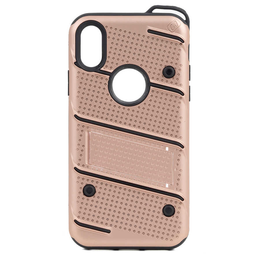 iPhone Uyumlu X Kılıf Tuhatu İron Kapak-Rose gold