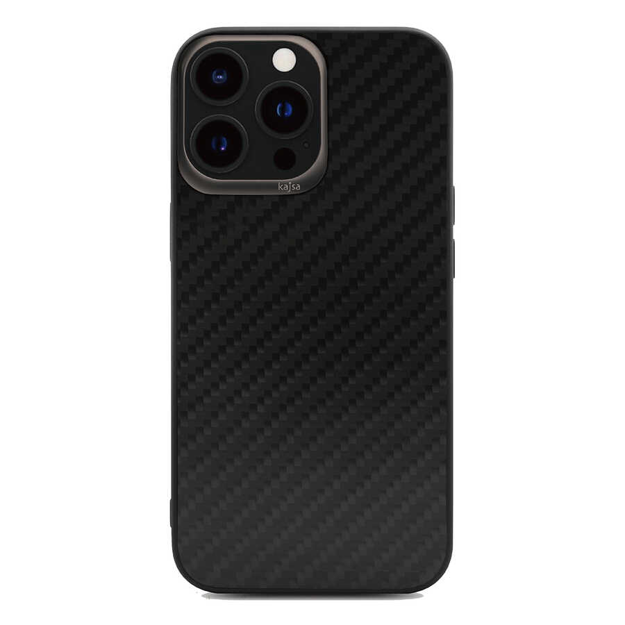 iPhone Uyumlu 13 Pro Kılıf Kajsa Carbon Fiber Collection Arka Kapak-Siyah