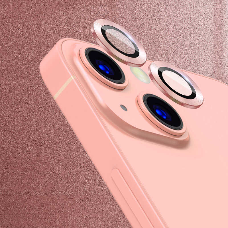 iPhone Uyumlu 13 Tuhatu CL-07 Kamera Lens Koruyucu-Rose gold