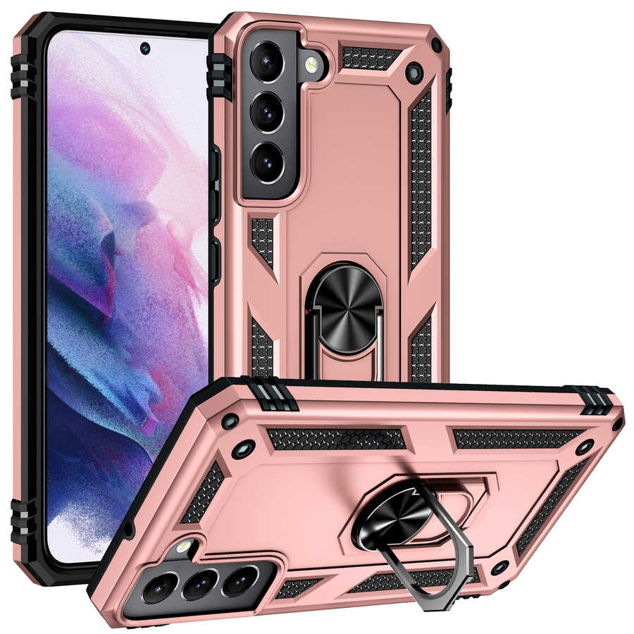 Galaxy Uyumlu S22 Plus Kılıf Tuhatu Tank Kapak-Rose gold