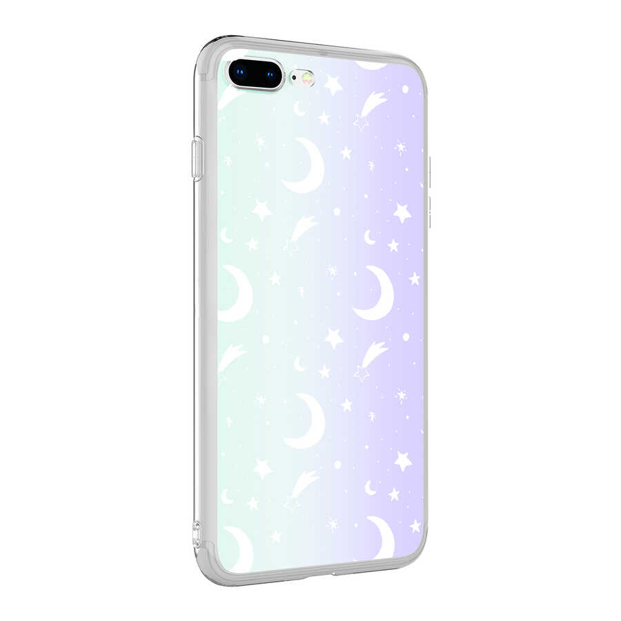 iPhone Uyumlu 8 Plus Kılıf Tuhatu M-Blue Desenli Kapak-Moon no4