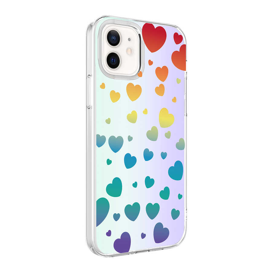 iPhone Uyumlu 12 Kılıf Tuhatu M-Blue Desenli Kapak-Heart no3