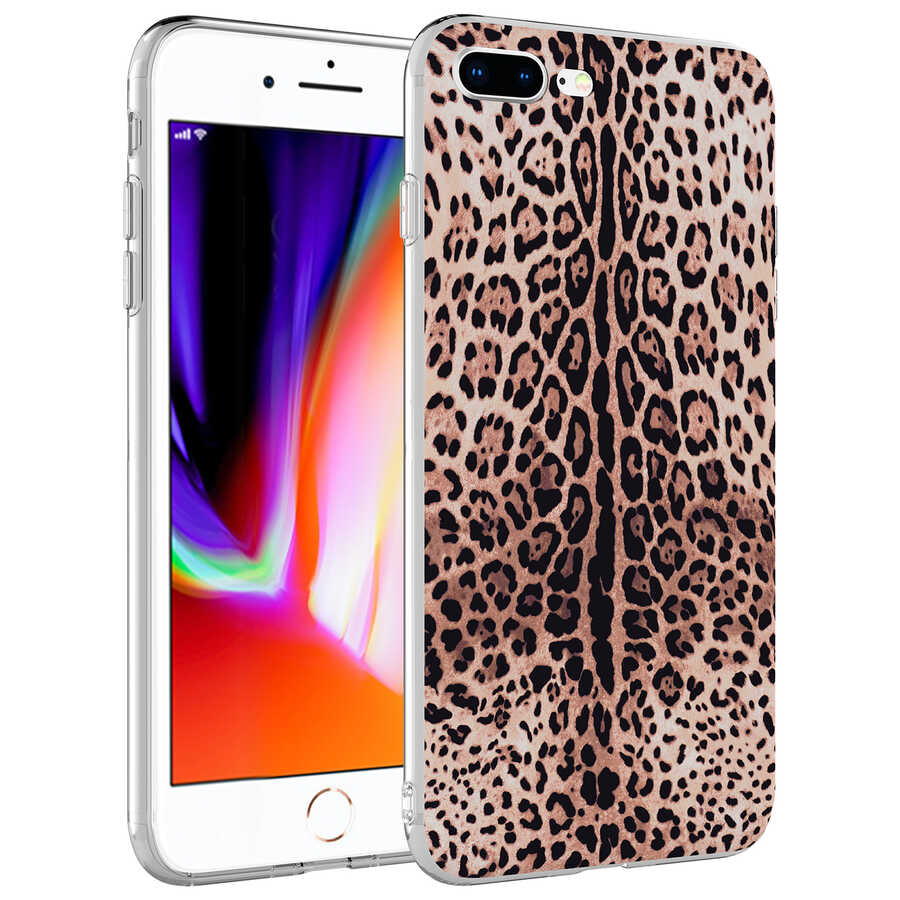 iPhone Uyumlu 7 Plus Kılıf Tuhatu Bella Kapak-Leopar