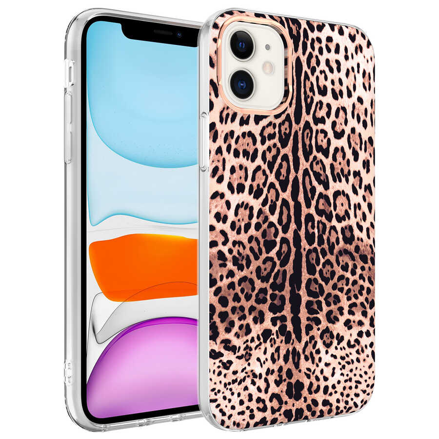 iPhone Uyumlu 12 Kılıf Tuhatu Bella Kapak-Leopar