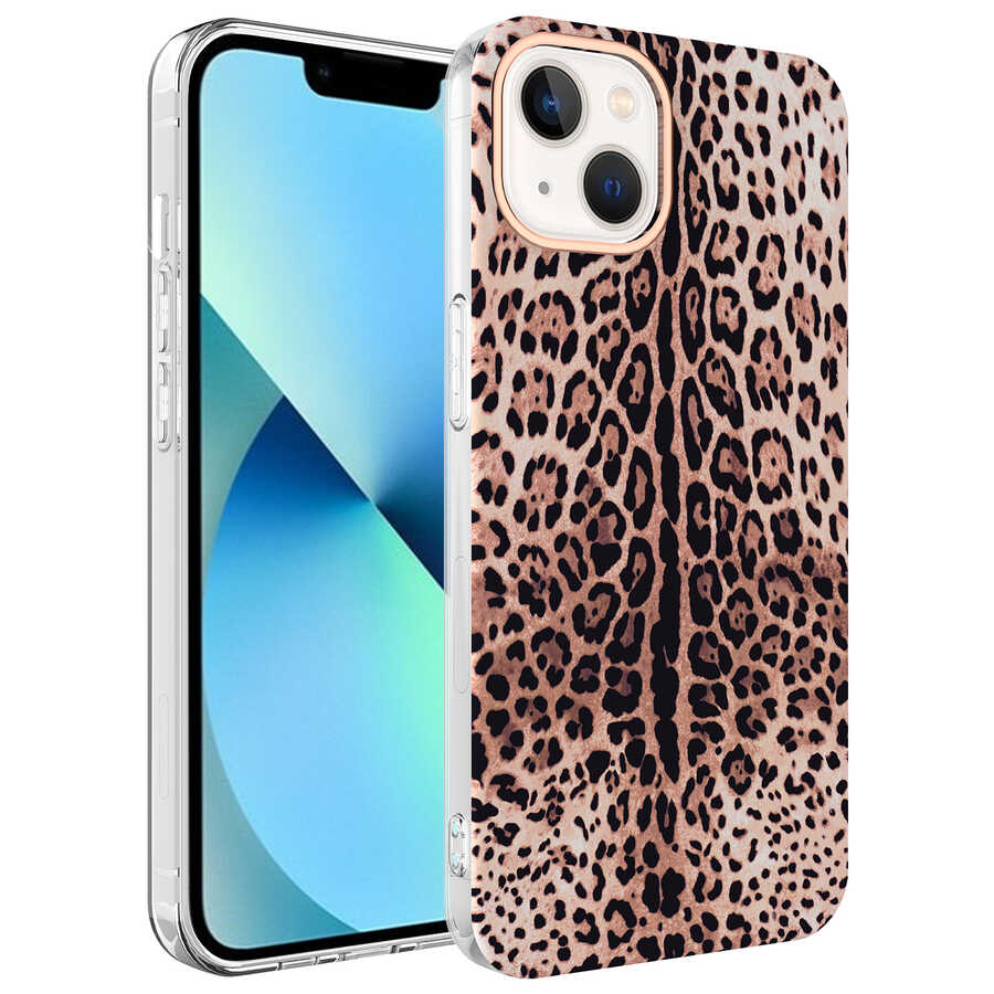 iPhone Uyumlu 13 Kılıf Tuhatu Bella Kapak-Leopar