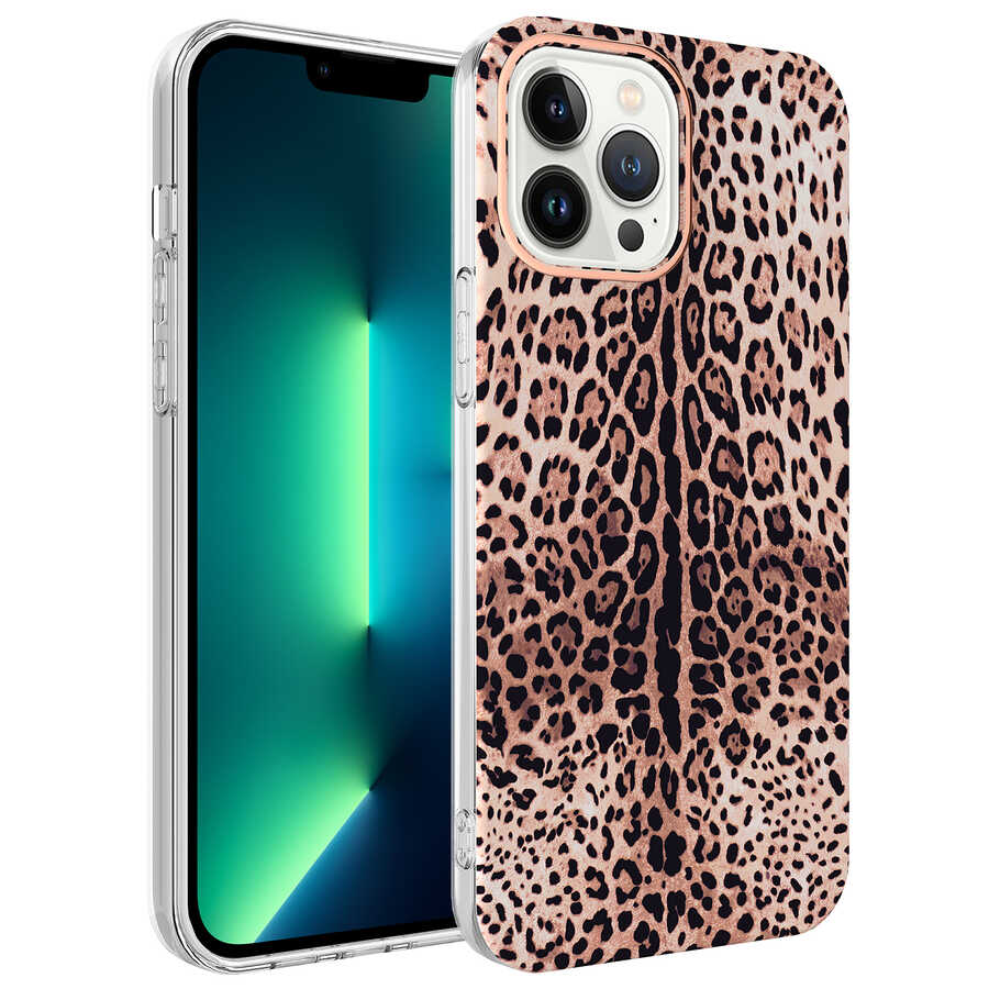 iPhone Uyumlu 13 Pro Max Kılıf Tuhatu Bella Kapak-Leopar