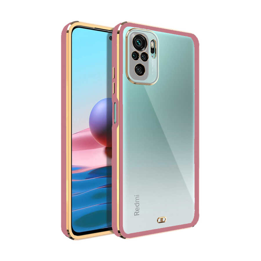 Xiaomi Uyumlu Redmi Note 10S Kılıf Tuhatu Voit Clear Kapak-Pembe