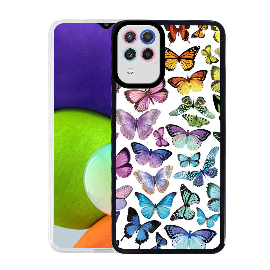 Galaxy Uyumlu M22 Kılıf Tuhatu M-Fit Desenli Kapak-Butterfly no3