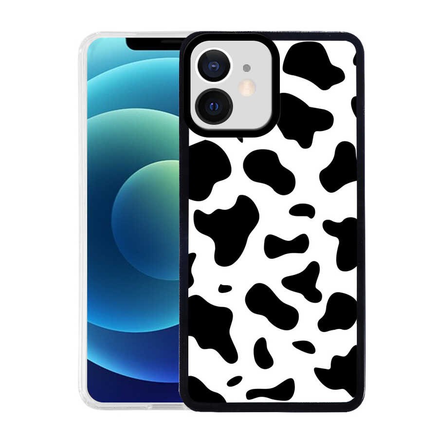 iPhone Uyumlu 12 Kılıf Tuhatu M-Fit Desenli Kapak-Cow no1