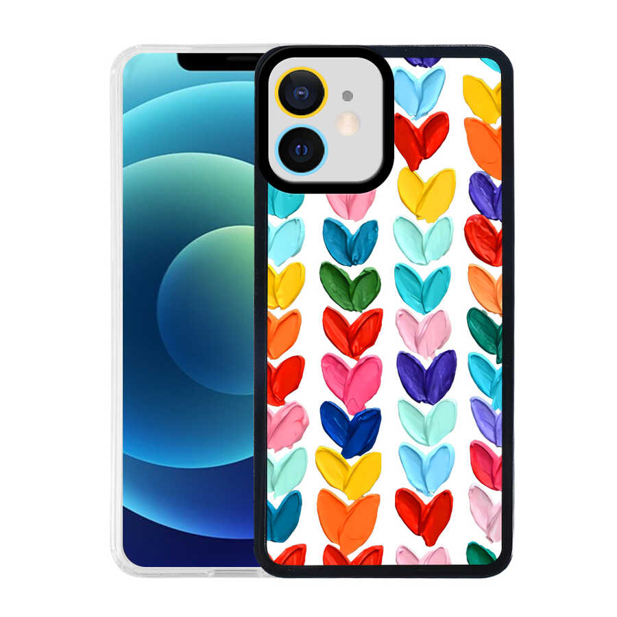 iPhone Uyumlu 12 Kılıf Tuhatu M-Fit Desenli Kapak-Heart no6