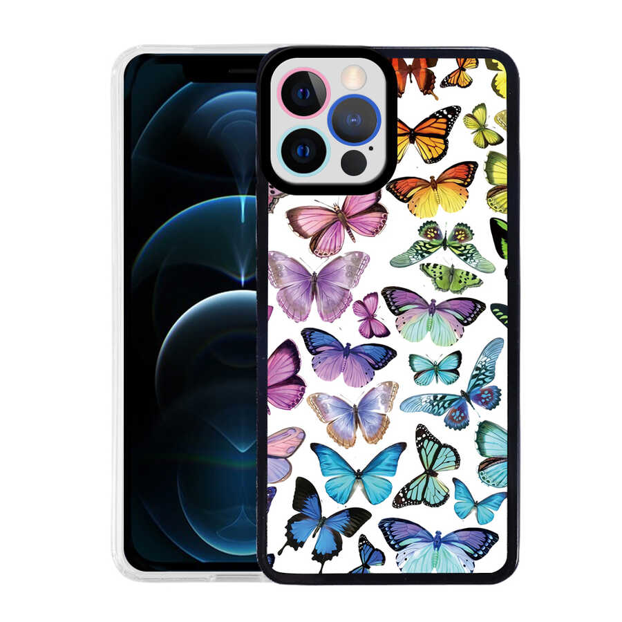 iPhone Uyumlu 12 Pro Kılıf Tuhatu M-Fit Desenli Kapak-Butterfly no3