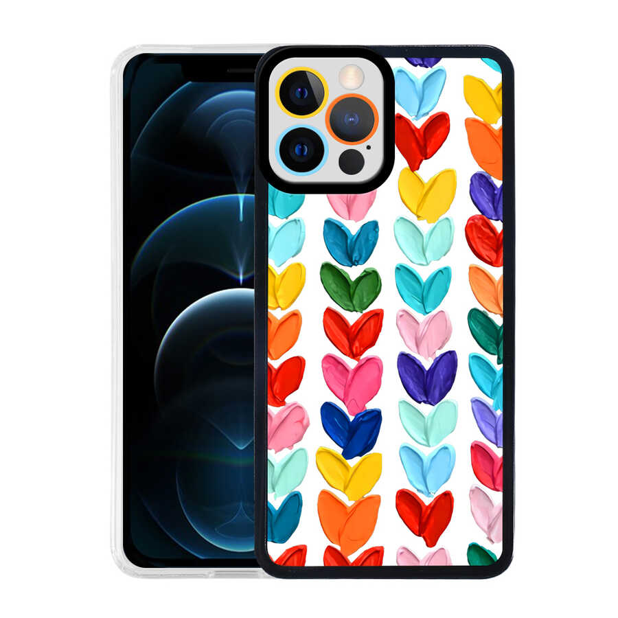 iPhone Uyumlu 12 Pro Kılıf Tuhatu M-Fit Desenli Kapak-Heart no6