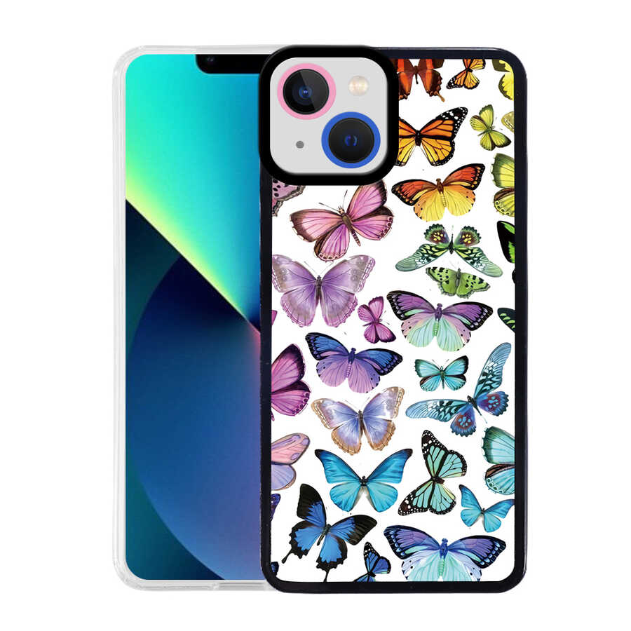 iPhone Uyumlu 13 Kılıf Tuhatu M-Fit Desenli Kapak-Butterfly no3