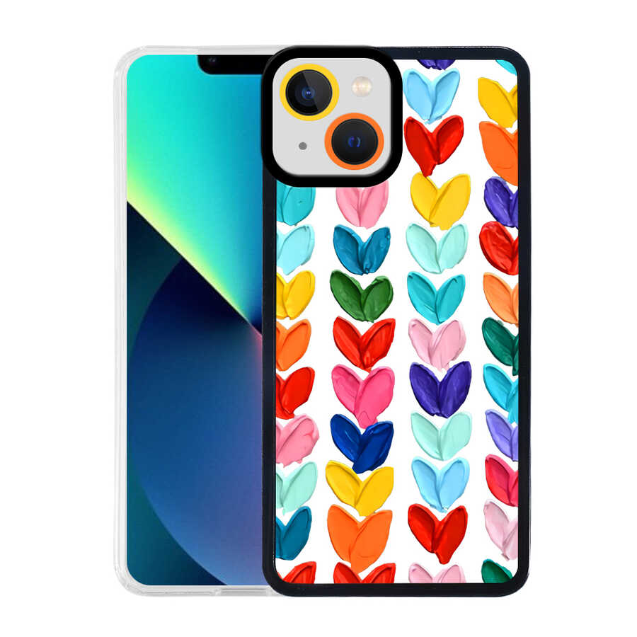 iPhone Uyumlu 13 Kılıf Tuhatu M-Fit Desenli Kapak-Heart no6