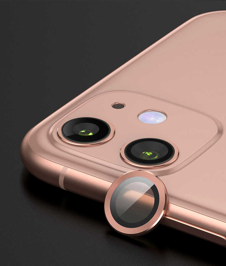 iPhone Uyumlu 11 Tuhatu CL-07 Kamera Lens Koruyucu-Rose gold