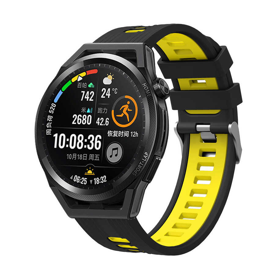 Xiaomi Uyumlu Amazfit Pace Walk Silikon Kordon-Siyah-sarı