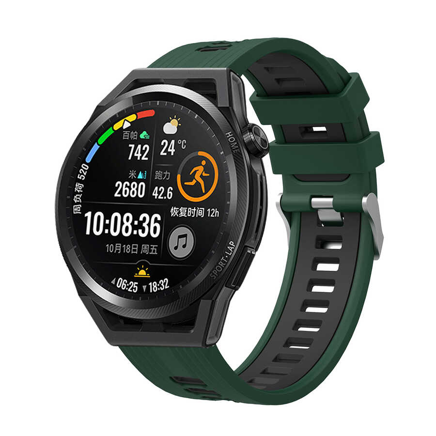 Xiaomi Uyumlu Amazfit Pace Walk Silikon Kordon-Yeşil-siyah