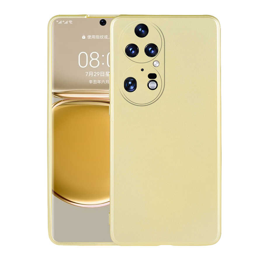 Huawei Uyumlu P50 Pro Kılıf Tuhatu Marino Silikon Kapak-Gold