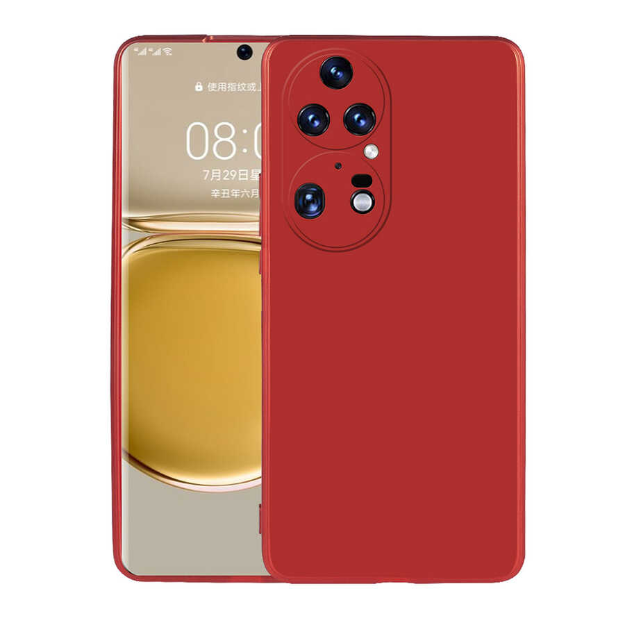 Huawei Uyumlu P50 Pro Kılıf Tuhatu Marino Silikon Kapak-Kırmızı