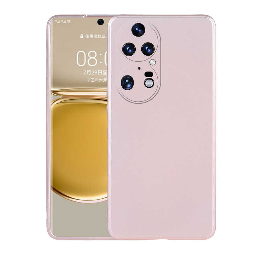 Huawei Uyumlu P50 Pro Kılıf Tuhatu Marino Silikon Kapak-Rose gold