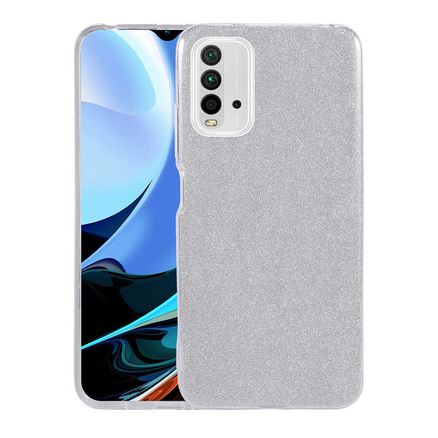 Xiaomi Uyumlu Redmi 9T Kılıf Tuhatu Shining Silikon-Gümüş