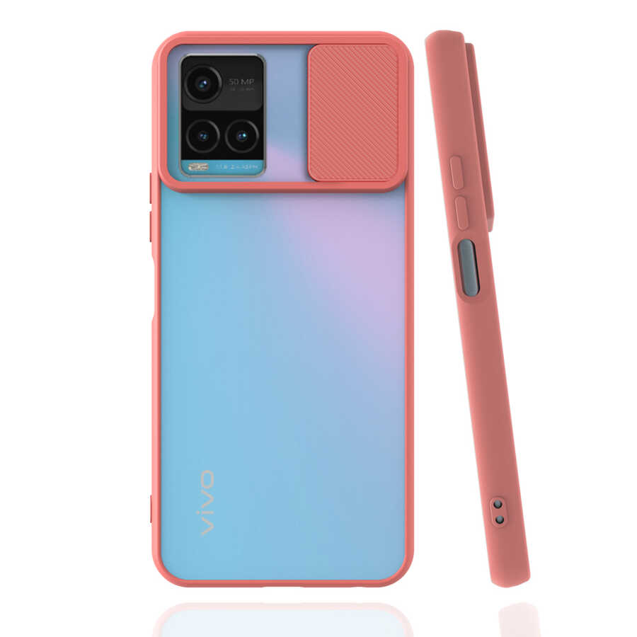 Vivo Y21S Kılıf Tuhatu Lensi Kapak-Pembe açık