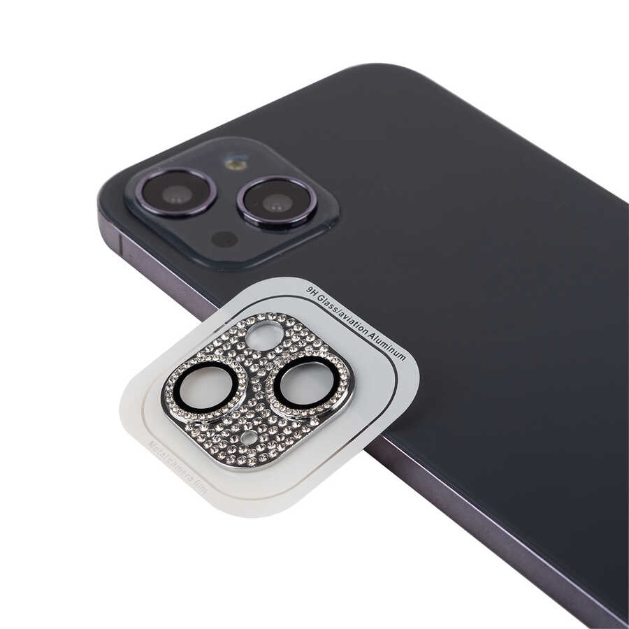 iPhone Uyumlu 13 Tuhatu CL-08 Kamera Lens Koruyucu-Gümüş