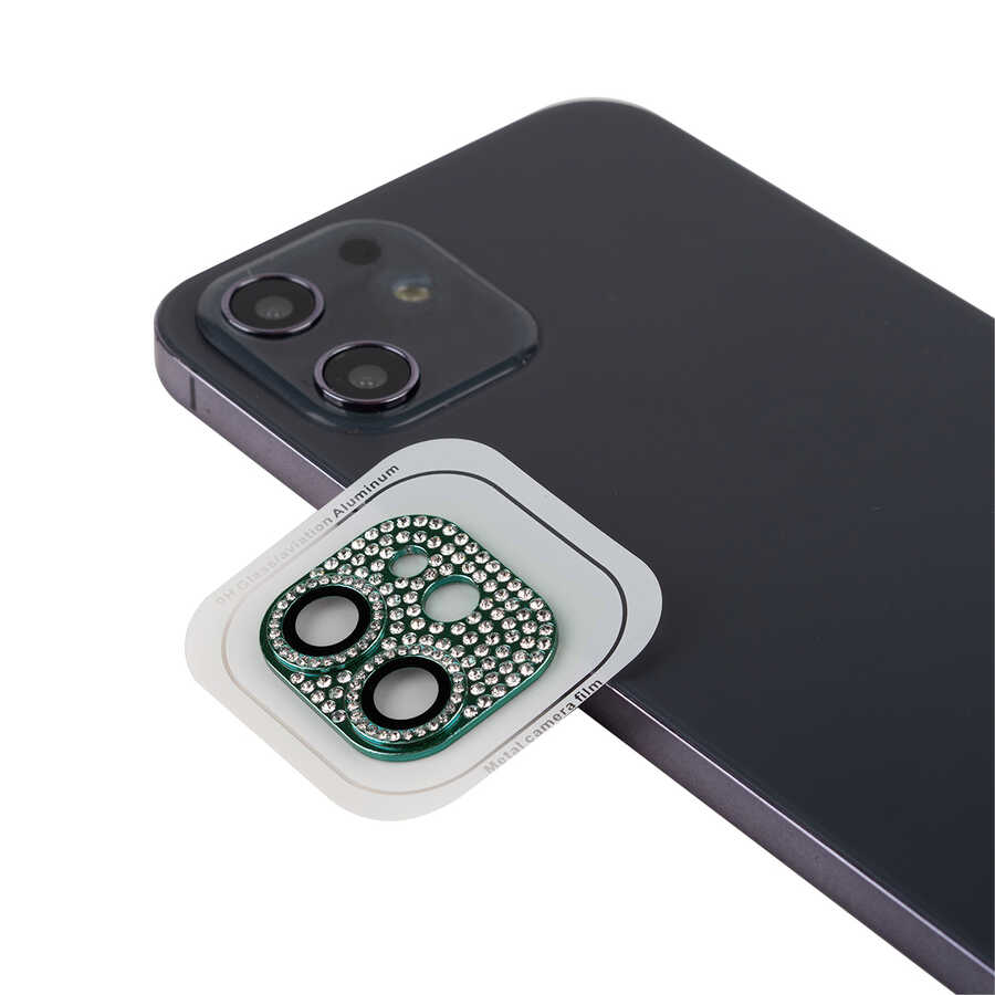 iPhone Uyumlu 12 Mini Tuhatu CL-08 Kamera Lens Koruyucu-Koyu yeşil