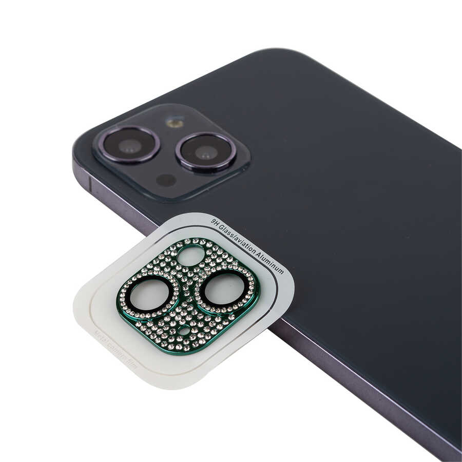 iPhone Uyumlu 13 Mini Tuhatu CL-08 Kamera Lens Koruyucu-Koyu yeşil