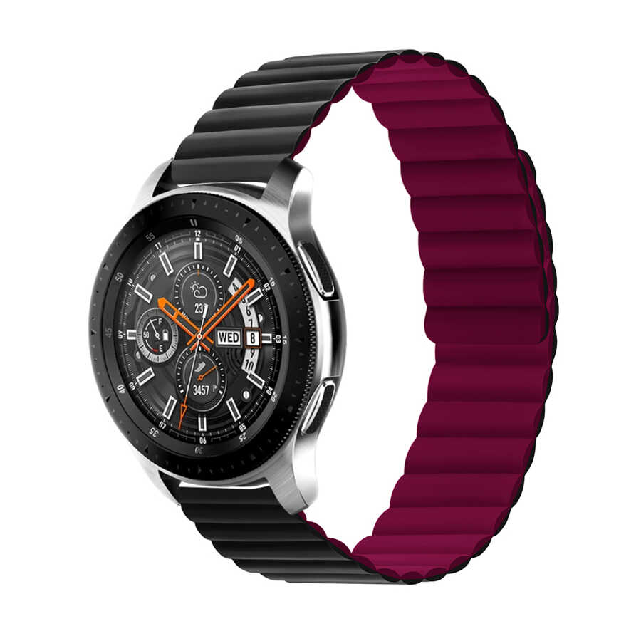 Galaxy Uyumlu Watch Active 2 40mm KRD-52 Kordon-Siyah-kırmızı