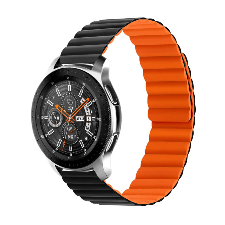 Galaxy Uyumlu Watch Active 2 40mm KRD-52 Kordon-Siyah-turuncu